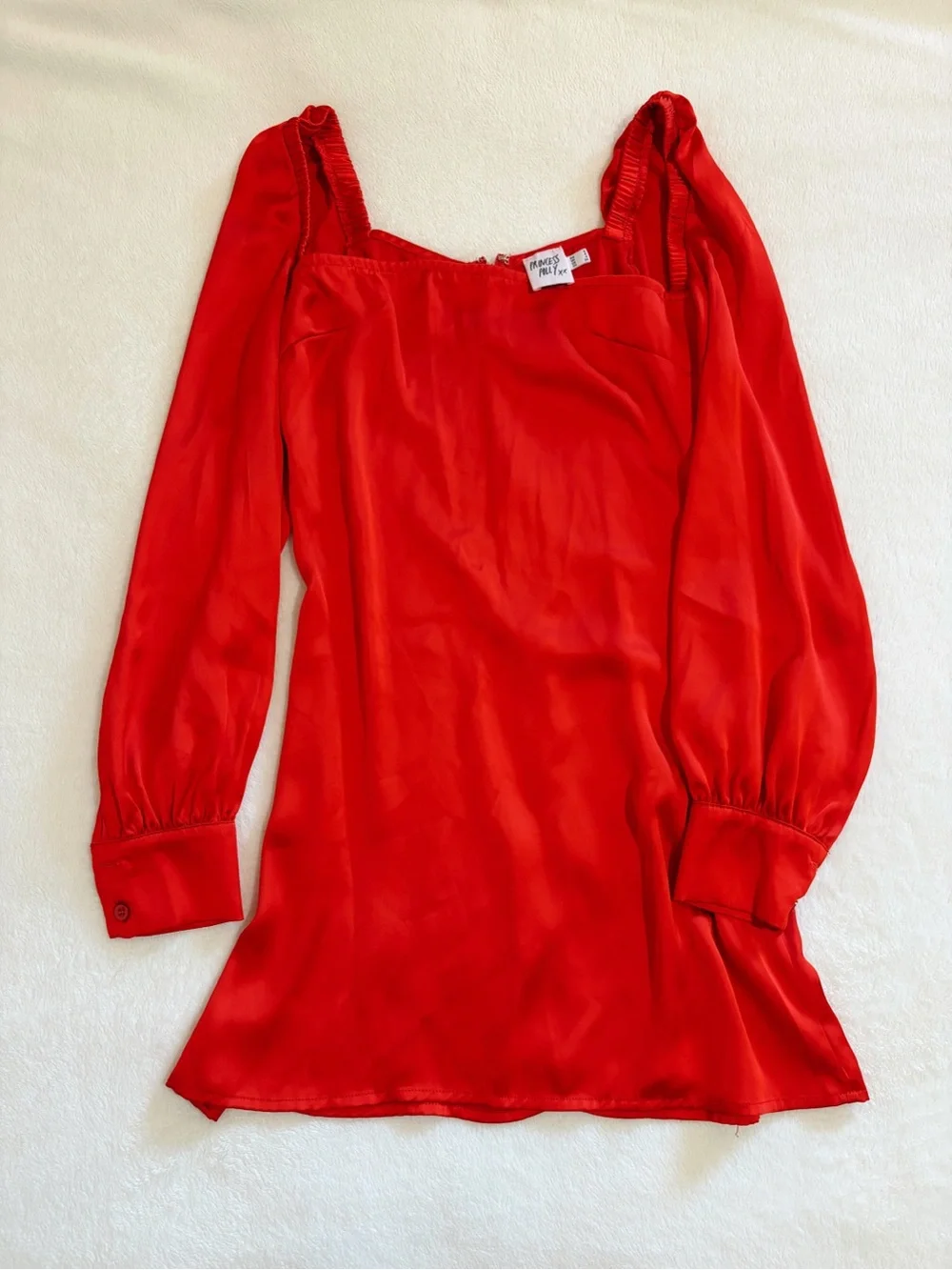 princess polly long sleeve satin dress Lukea Long Sleeve Satin Mini Dress Red